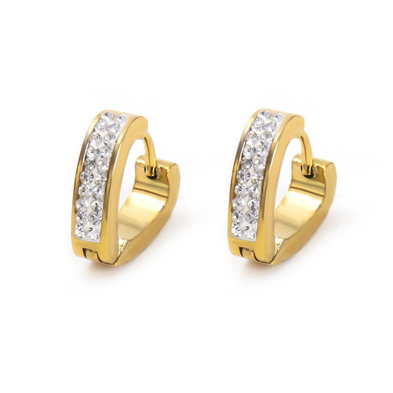 1 Pāris Jauni Rhinestone Crystal Hoop Auskari Sieviešu Vīriešu Modes Nerūsējošā tērauda Aplis Auskari Meiteņu Panka Rotaslietas