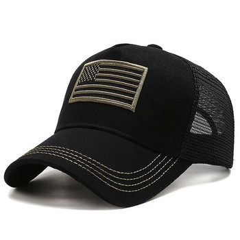 Μόδα Κέντημα Αμερικάνικης Σημαίας Καπέλα μπέιζμπολ με δίχτυα για άνοιξη και καλοκαίρι, ρυθμιζόμενα καπέλα, casual, αντηλιακό καπέλο