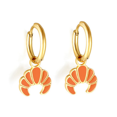 Roostevabast terasest rõngaskõrvarõngad Trendikas multikas maasikas kirss ripatsid naiste tüdrukud ümarad Huggie kõrvarõngad rippuvad peoehted