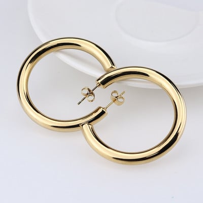 25/30/40/50mm Oversize Stainless Steel Circle Hoop Earrings for Women Golden Big Thick Earrings Fashion Jewelry Accessories