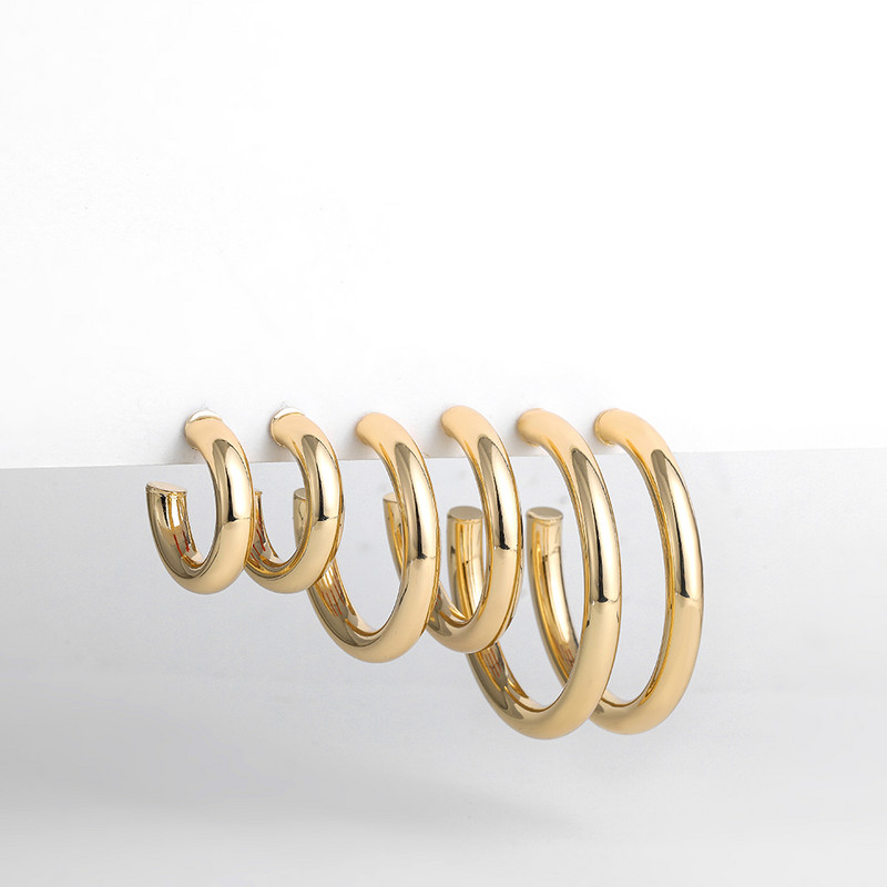 25/30/40/50 mm túlméretezett rozsdamentes acél kör alakú fülbevaló női arany nagy vastag fülbevaló divat ékszer kiegészítők