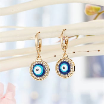 1 Ζεύγος Heart Evil Eye σκουλαρίκια γυναικεία δώρο Κοσμήματα Μόδα Απλά γυαλιστερά τουρκικά μάτια Fatima σκουλαρίκια με γεωμετρικό κύκλο