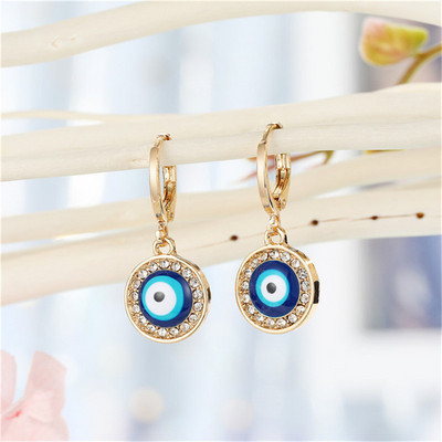 1Paar Heart Evil Eye Hoop kõrvarõngad naistele Kingitus Ehted Mood Lihtsad läikivad Türgi silmad Fatima käega geomeetrilised ringikujulised kõrvarõngad