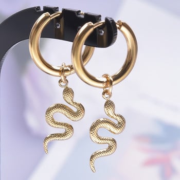 Serpent Snake Charm Earring Бижута/обеци от неръждаема стомана за жени, мъже, висулка, животински пиърсинг за уши, обръч Oorbellen Party Girl