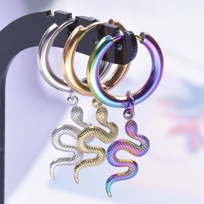 Serpent Snake Charm Earring Stainless Steel Jewelry/Earrings For Women Men Pendant Animal Ear Piercing Hoop Oorbellen Party Girl