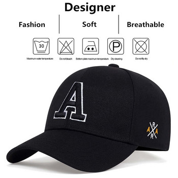 Унисекс проста буква A бродерия бейзболни шапки пролет и есен външна регулируема ежедневна шапка слънцезащитна шапка