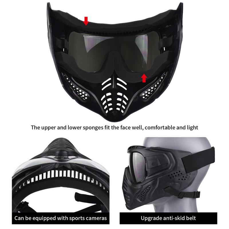 Peintbols Airsoft visas sejas aizsargbrilles aizsargmaska Tactical Indy netīri pīts pieres galvassegas masku komplekts medību piederumi