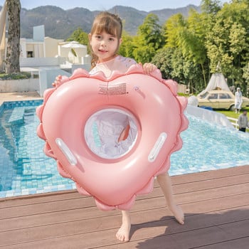 Надуваем пръстен за плуване във формата на сърце с дръжка и предпазна седалка Бебешка плувка Плувка за плуване Непропускливи Плувки за басейн Играчки за плажно парти
