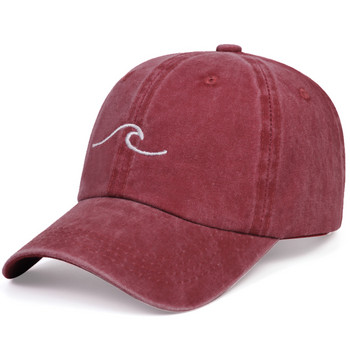 Хип-хоп шапка с вълнообразна бродерия Изпрана бейзболна шапка Нова лятна мода Мъже и жени Спорт на открито Развлечение Слънчеви шапки Слънчеви шапки