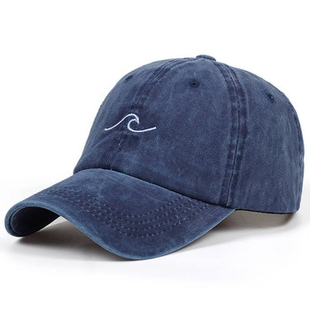 Хип-хоп шапка с вълнообразна бродерия Изпрана бейзболна шапка Нова лятна мода Мъже и жени Спорт на открито Развлечение Слънчеви шапки Слънчеви шапки