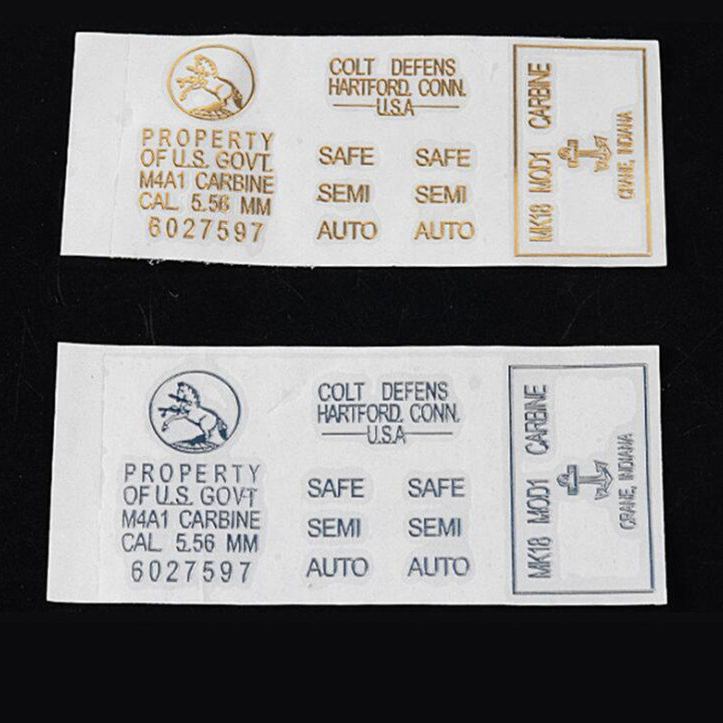 M4 M4a1 metalinis lipdukas Dažasvydis Pneumatas Gel Ball Blaster Dažasvydžio ginklo priedai 3M Stiprus lipdukų įranga Sidabrinis Auksas