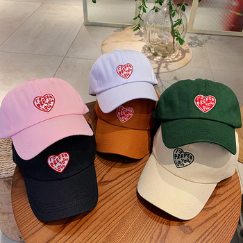 Нова мода 2023 г., корейско любовно писмо, бродирана дамска бейзболна шапка, ежедневна снимка, памучна шапка за двойка, хип-хоп унисекс шапка