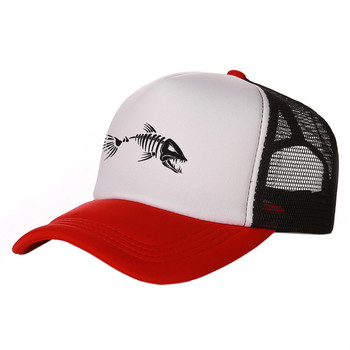 Fishbone Trucker Cap Men Fishing Skeleton Fish Bone Καπέλα μπέιζμπολ Unisex Διχτυωτό καπέλα MZ-496