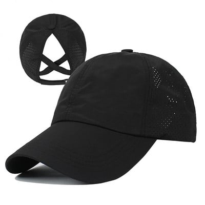 Sieviešu zirgaste Beisbola cepures Modes Sieviešu Criss Cross netīrs Bun Snapback Cepure Ponycap Trucker Cepures Regulējamas āra sporta