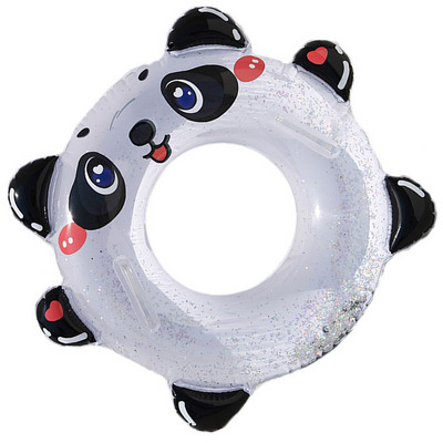 Piepūšamais Panda peldēšanas riņķis bērnu ūdens peldlīdzekļiem pieaugušajiem PVC rokturis