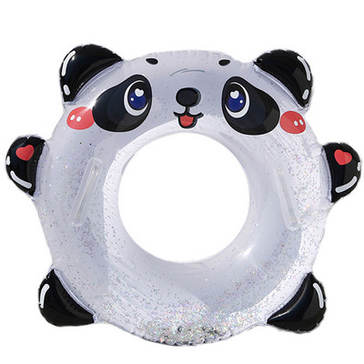 Pripučiamas „Panda“ plaukimo žiedas, skirtas vandeniui, suaugusiems, PVC rankena