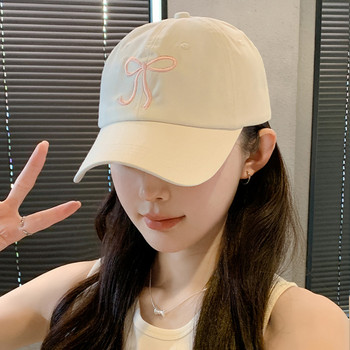 Κορεάτικο καπέλο μπέιζμπολ με τόξο Γυναικεία Y2K ροζ φιόγκοι Κεντημένο καπέλο snapback Καλοκαιρινό ρυθμιζόμενο μαλακό μπλουζάκι με κορυφαία καπέλα Gorras 야구모자