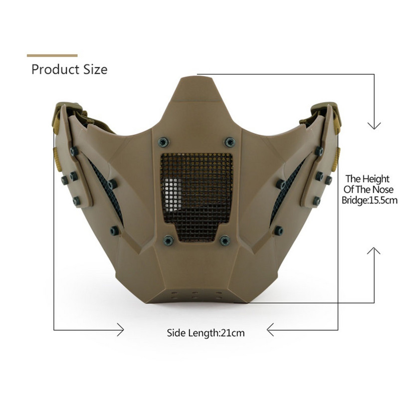 Airsofti mask pool nägu, meeste paintballi kaitsevarustus, näokaitse, löögikindel taktikaline mask Halloweeni cosplay jahiks