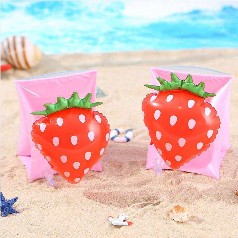 1 pora kūdikių plaukimo rankos žiedas, pripučiamas baseino saugos mokymas, plaukimo rankos plūduriuojantis žiedas vaikams (braškių)