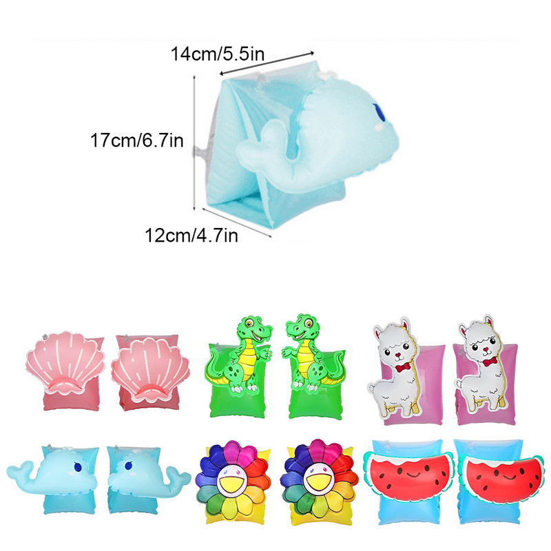 PVC Lengvas ir nešiojamas ginklų žiedas plaukimo entuziastams Stilingi vaikų plaukimo ginklų žiedai mėlyni arbūzai