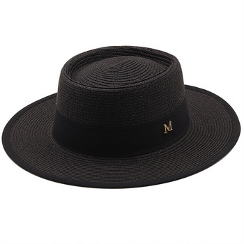 καλοκαιρινό καπέλο για τον ήλιο γυναικεία μόδα κορίτσι ψάθινο καπέλο κορδέλα φιόγκο καπέλο παραλίας casual γρασίδι επίπεδη κορυφή παναμά καπέλο κοκάλι γυναικείο καπάκι γείσου