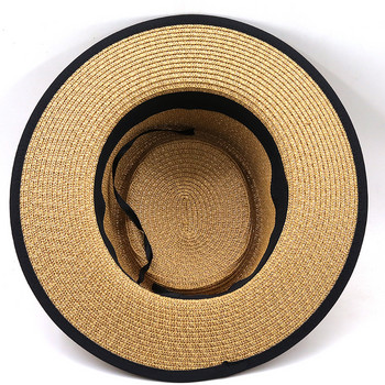 καλοκαιρινό καπέλο για τον ήλιο γυναικεία μόδα κορίτσι ψάθινο καπέλο κορδέλα φιόγκο καπέλο παραλίας casual γρασίδι επίπεδη κορυφή παναμά καπέλο κοκάλι γυναικείο καπάκι γείσου