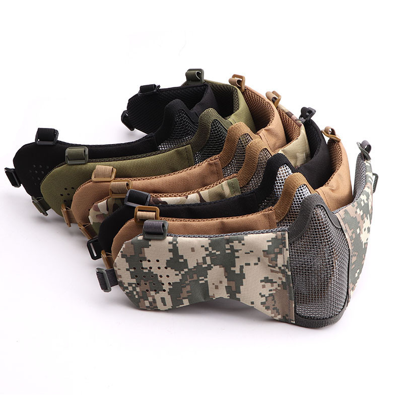 Airsoft näomask kõrvavõrguga Näo hingav suumask Taktikaline paintball Softair kaitsemask laskejahivarustus