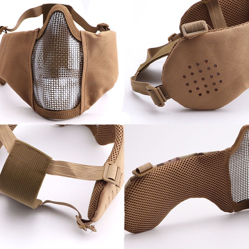Airsoft näomask kõrvavõrguga Näo hingav suumask Taktikaline paintball Softair kaitsemask laskejahivarustus