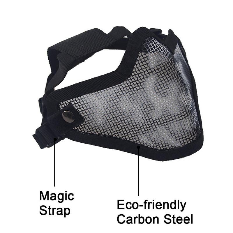 Sõjaline paintballi näomask hingav madala süsinikusisaldusega terasvõrgust kaitsev jahimask Armee taktikaline Airsoft poolmask