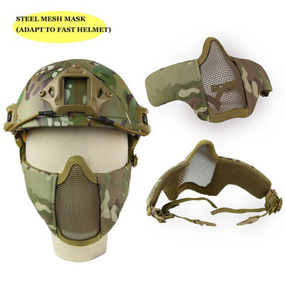Tactical STEEL MESH MASK ADAPT TO FAST HELMET Hunting Shooting Military Half Face Masks