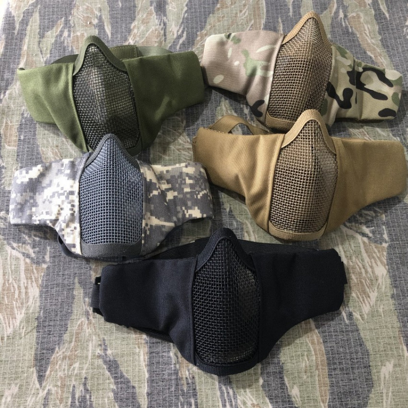 Airsoft sejas maska elpojoša zema oglekļa tērauda sieta aizsargājoša šaušanas peintbola maska CS Wargame taktiskā pusmaska