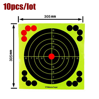 10db 12 hüvelykes kiképzési célpapír Taktikai paintball fluoreszcens matrica lövöldözéshez vadászcél papír Paitball