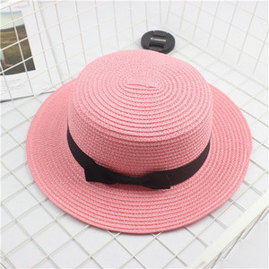Vasaras cepures sievietēm Saules cepure Beach Sieviešu modes plakana Brom Bowknot Panama Sieviešu ikdienas saules cepures Sieviešu salmu cepure