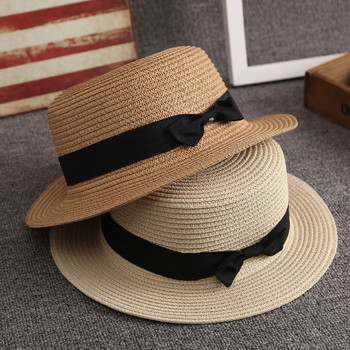 Καλοκαιρινά Καπέλα για Γυναικεία Καπέλο Ξαπλώστρας Γυναικεία Μόδα Flat Brom Bowknot Panama Lady Lady Casual καπέλα ηλίου για γυναίκες Ψάθινο καπέλο