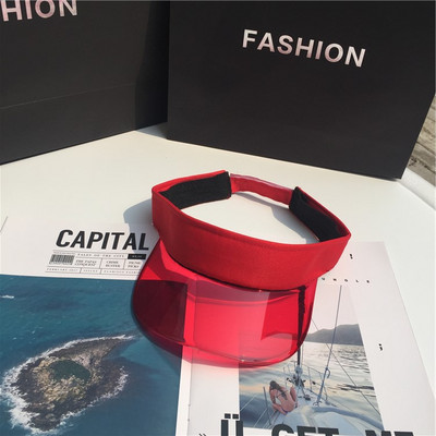 2022 Anti-UV Διαφανές Κενό Καλοκαιρινό Καπέλο Ήλιου Πλαστικό PVC Γυναικεία Μόδα Καπέλα προσωπίδας Αθλητισμού Ποδηλάτου εξωτερικού χώρου