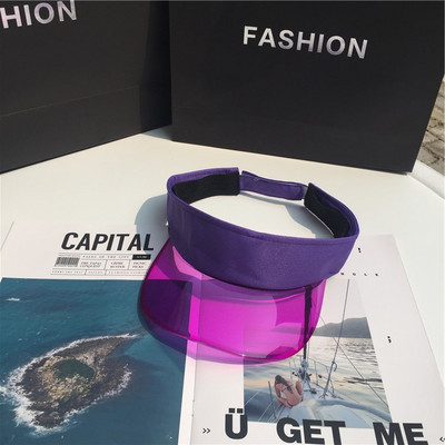 2022 Anti-UV Διαφανές Κενό Καλοκαιρινό Καπέλο Ήλιου Πλαστικό PVC Γυναικεία Μόδα Καπέλα προσωπίδας Αθλητισμού Ποδηλάτου εξωτερικού χώρου