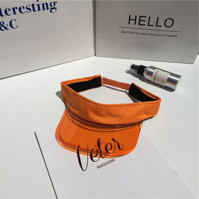 2022 Anti-UV Διαφανές Κενό Καλοκαιρινό Καπέλο Ήλιου Πλαστικό PVC Γυναικεία Μόδα Καπέλα προσωπίδας Αθλητισμού Ποδηλάτου εξωτερικού χώρου