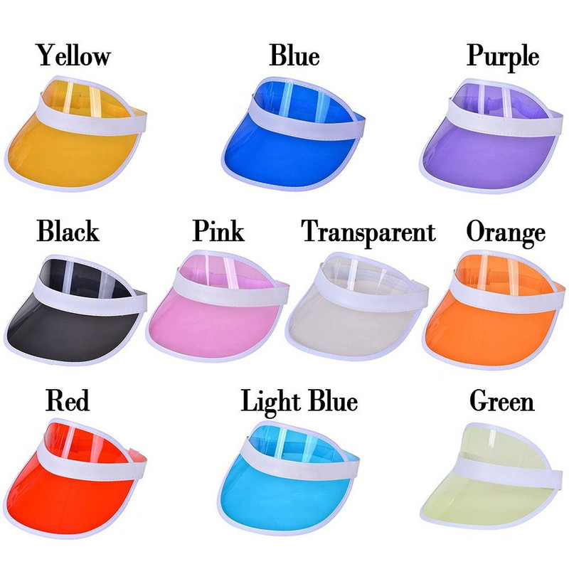 Vasaras anti-UV sieviešu vīriešu beisbola cepure caurspīdīga tukša augšdaļa no plastmasas PVC saulessarga cepure velosipēda saules cepure sporta aksesuāri