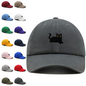 Μαύρη γάτα Κέντημα Dad Hat Cat Mom Premium Baseball Καπέλο Βαμβακερό Ρυθμιζόμενο Καπέλο Trucker