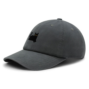 Μαύρη γάτα Κέντημα Dad Hat Cat Mom Premium Baseball Καπέλο Βαμβακερό Ρυθμιζόμενο Καπέλο Trucker