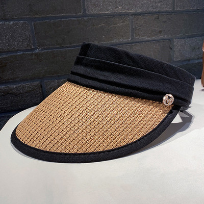 Naiste mood tühi õlgkübar reisimiseks rannas päikesevari päikesevari Kokkupandav kruiisivisiiri müts naistele