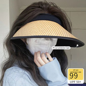 1kom novih ženskih ljetnih šešira sa šilterima Šešir od sunca Široki i veliki obodi Šeširi za plažu Kape za plažu s UV zaštitom Šešir od rafije