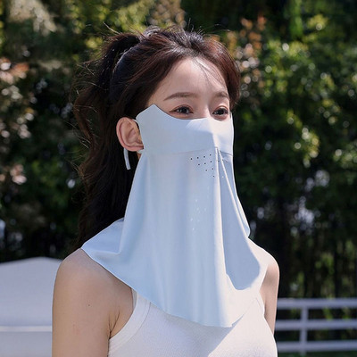 Слънцезащитен шал за врата Пълна защита за очите Маска за жени Плътен цвят Отваряне Дишаща маска за лице за колоездене на открито