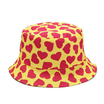 Καπέλο Unisex Fashion Heart Bucket Summer Fisherman Cap για Άνδρες Γυναίκες Έφηβοι Καμουφλάζ για εξωτερικούς χώρους Summer Fisherman Caps Ricard