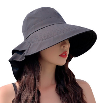 Νέα μόδα Καπέλα ηλίου για γυναίκες Solid καπέλο παραλίας Ποδηλασία εξωτερικού χώρου Καπέλο Sunbonnet Bucket Άνετα και αναπνεύσιμα καλοκαιρινά καπέλα Γυναικεία
