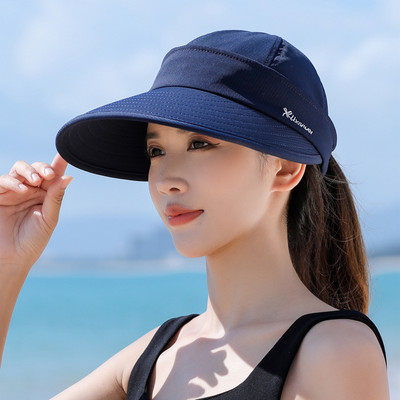 Női napvédő sapka, 2 az 1-ben, cipzáras UPF 50+ UV-védelemmel ellátott széles karimájú napellenzős napellenzős napernyős napernyős strandon, csomagolható golfkalap