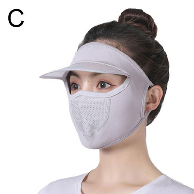 Καλοκαιρινό αντηλιακό Ice Silk Mask Προστασία με υπεριώδη ακτινοβολία Ολόσωμο κάλυμμα Αντιηλιακό πέπλο προσώπου με καπέλο προστασίας από τον ήλιο για υπαίθρια ποδηλασία