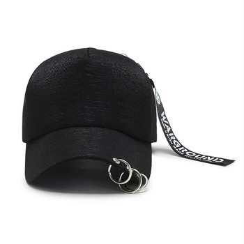 Ново пристигане Мъже Жени Бейзболна шапка Модни пръстени Дизайн на лента Kpop Snapback Хип-хоп Унисекс летни слънчеви шапки Gorras Гореща разпродажба H118