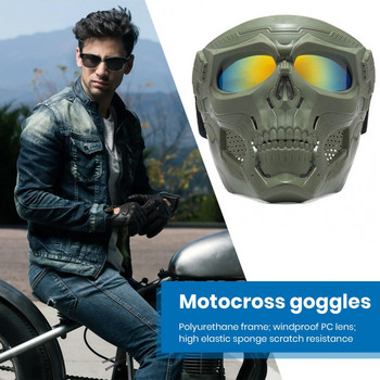 Cool Skull Мотоциклетна маска за лице с очила Modular Goggles Mask Open Face Motorcycle Helmet Moto Casco Cycling Accessrioes New