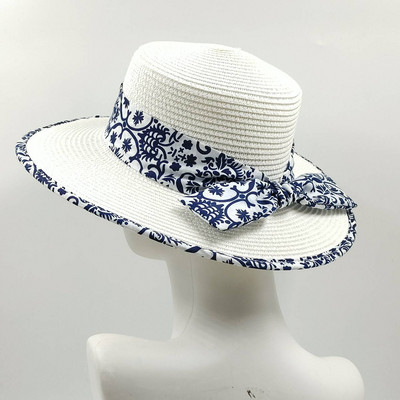 Vyriška anakardžių gėlių kepurė nuo saulės su susiūtu kraštu dizaino šiaudinė kepurė Kelioninė paplūdimio kepurė Unisex plokščia kepurė europietiško ir amerikietiško stiliaus